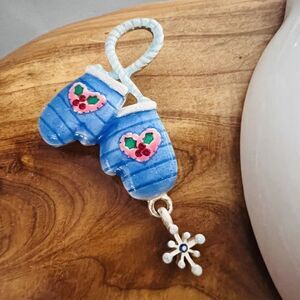 Vintage Christmas AJMC Vintage Enameled Mitten Holiday Brooch 1336